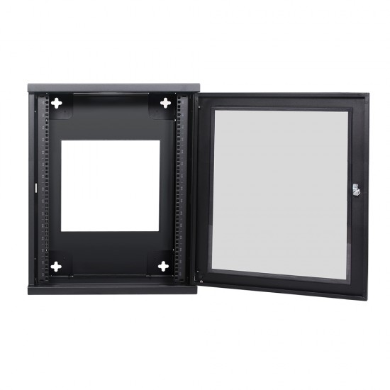 15U Premium Slim Swing Wall Mount Cabinet Rack 12" deep with Back Frame - DavisLegend