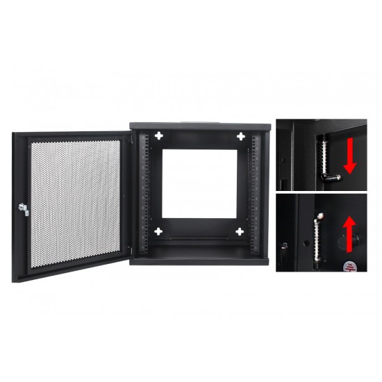 12U Premium Swing Wall Mount Cabinet Rack 22" deep with Back Frame - DavisLegend