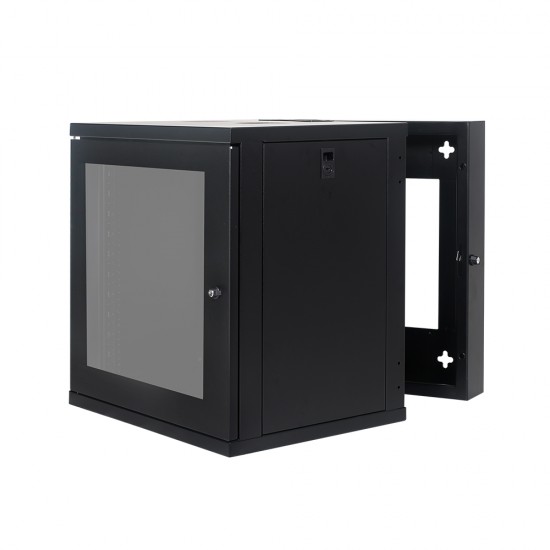 12U Premium Swing Wall Mount Cabinet Rack 22" deep with Back Frame - DavisLegend