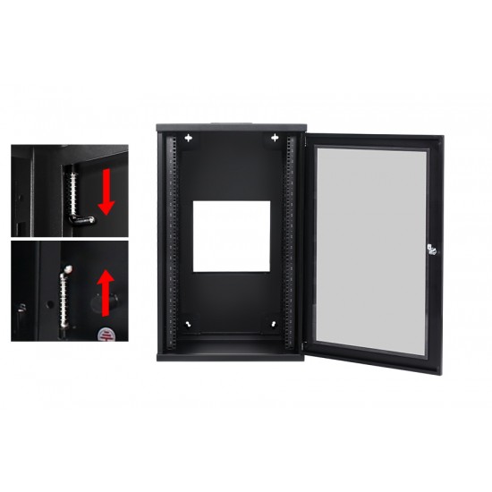 18U Premium Swing Wall Mount Cabinet Rack 22" deep with Back Frame - DavisLegend