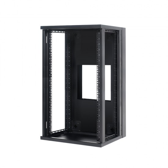 18U Premium Swing Wall Mount Cabinet Rack 22" deep with Back Frame - DavisLegend