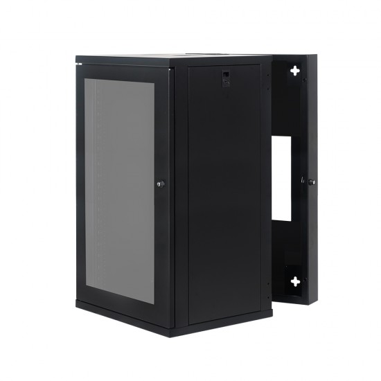 18U Premium Swing Wall Mount Cabinet Rack 22" deep with Back Frame - DavisLegend