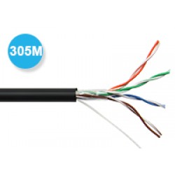 Cat5E Unshielded Outdoor Network Cable solid bare copper pull box PE 305m Black